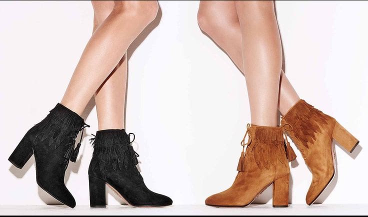 Aquazzura Woodstock Fringe Suede Stiefeletten - Gr. 39.5