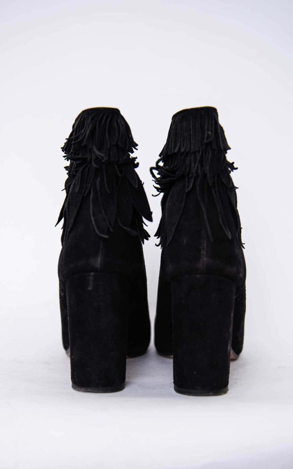 Aquazzura Woodstock Fringe Suede Stiefeletten - Gr. 39.5