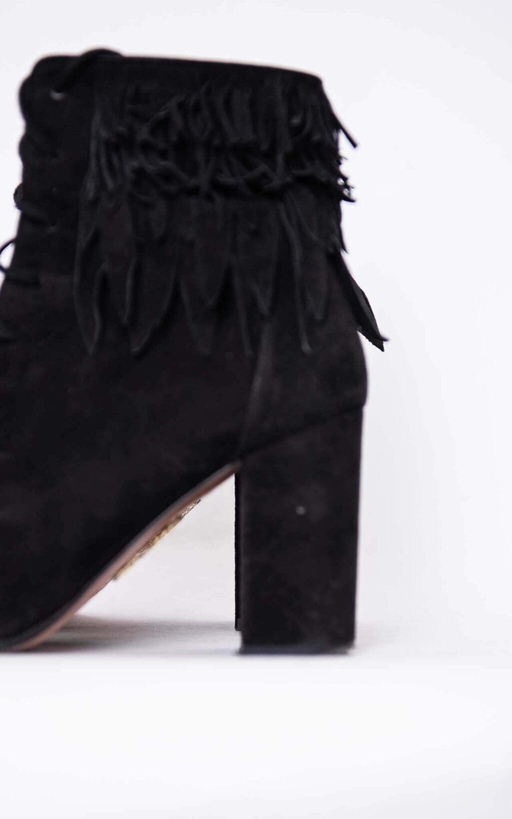 Aquazzura Woodstock Fringe Suede Stiefeletten - Gr. 39.5