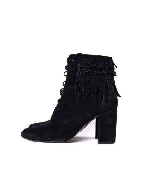 AQUAZURRABOOTS-12 Aquazzura Woodstock Fringe Suede Stiefeletten - Gr. 39.5