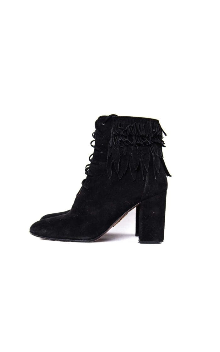 Aquazzura Woodstock Fringe Suede Stiefeletten - Gr. 39.5