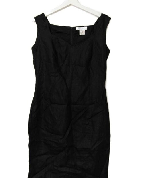 Max Mara Secondhand Leinenkleid &ndash; elegantes &auml;rmelloses Etuikleid aus schwarzem Leinen, nachhaltig shoppen