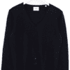 Schwarzer Damen-Cardigan aus weichem Kaschmir von Globus mit V-Ausschnitt und Knopfleiste, Secondhand.