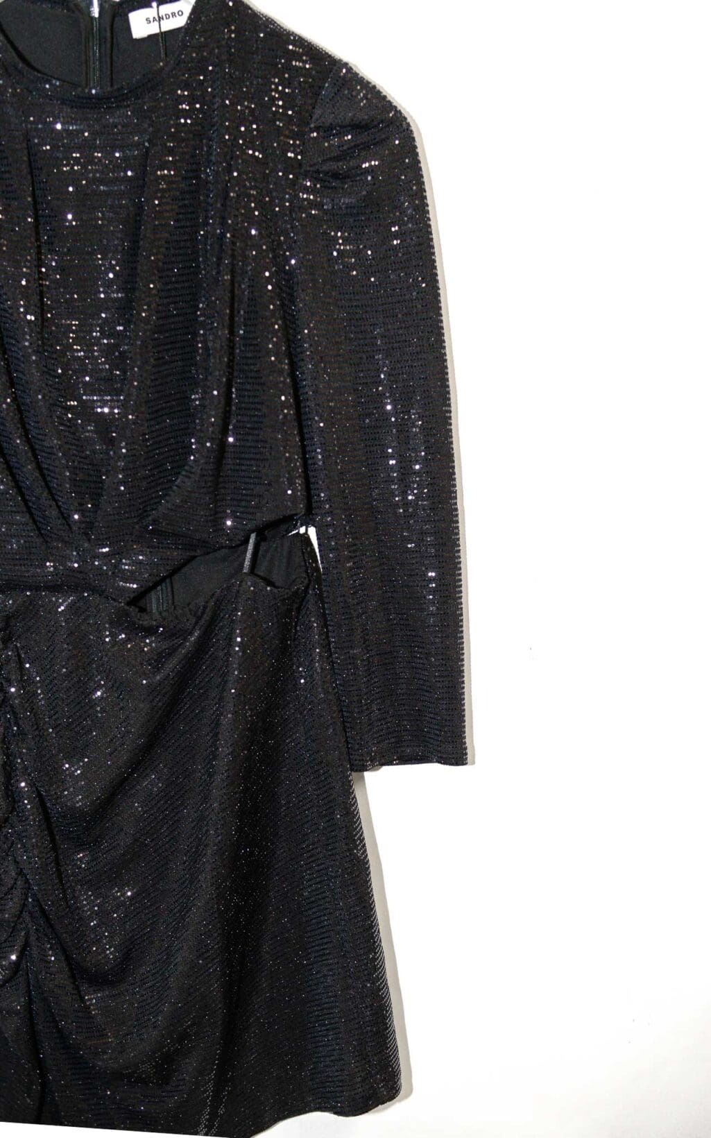 Sandro Paris Kleid Saby, Second Season neu mit Etikette. Schwarzes elegantes Glitzerkleid.